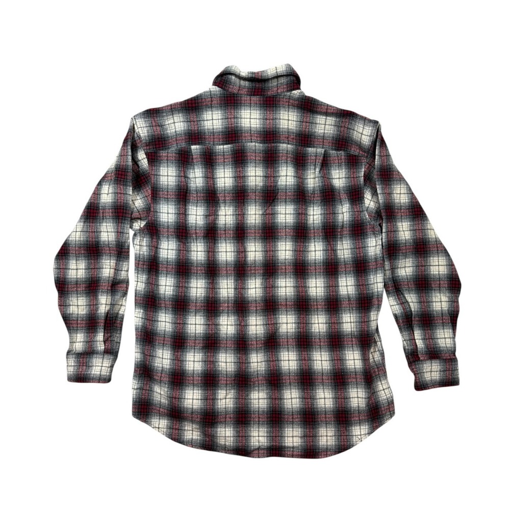 Vtg Pendleton Men 100% Virgin Wool Flannel Red Black Plaid Large - Picture 2 of 6